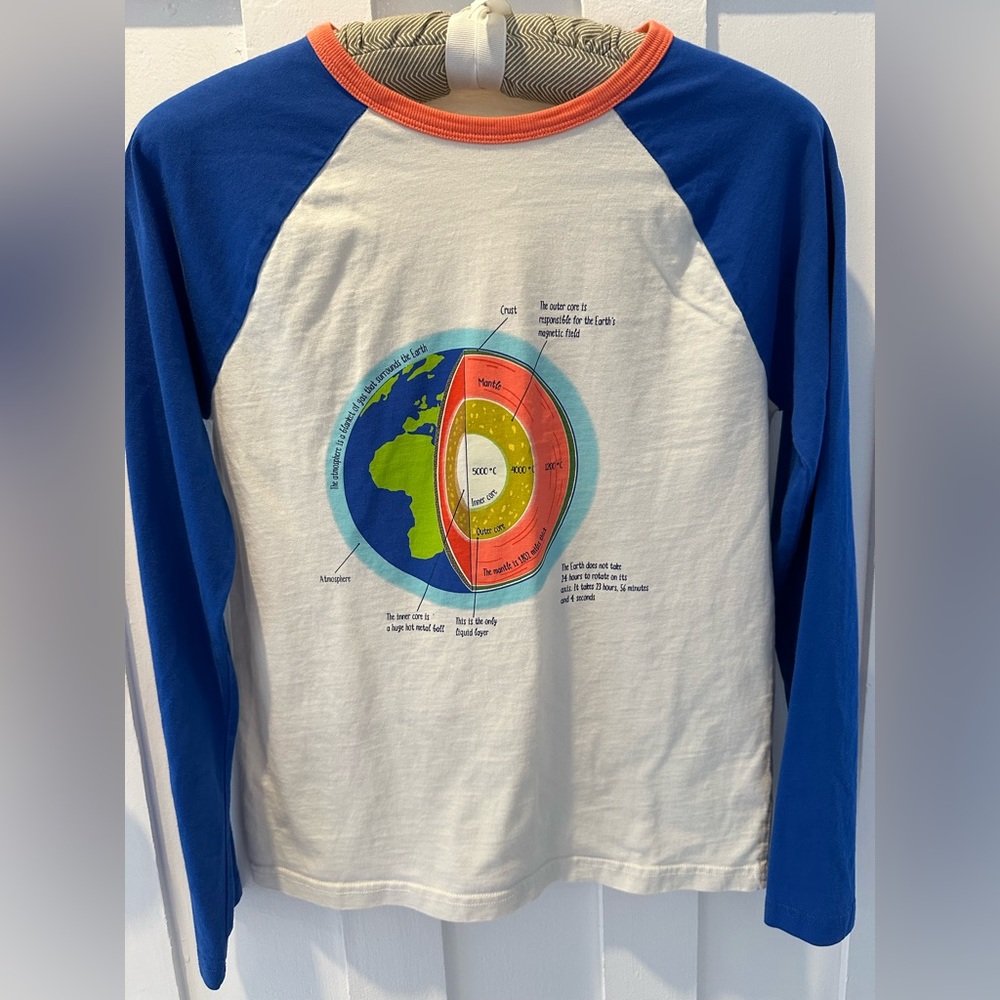 Mini Boden earths crust glow in the dark kids size 11/12 long sleeve tee